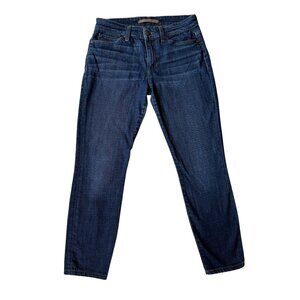 Joe's dark wash blue button zip five pocket stretchy 27/4 petite skinny jeans